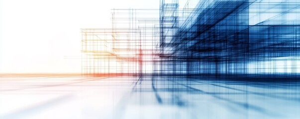 Obraz premium Abstract grid pattern with blurred blue and white tones.