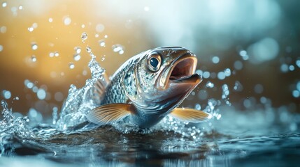 A fish is jumping out of the water