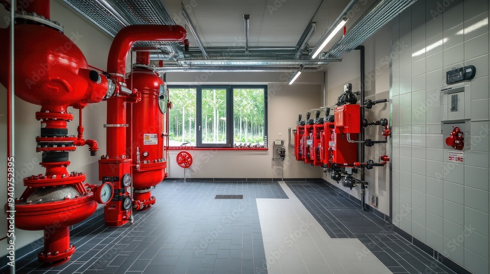 Poster fire suppression system in a room. this photo can be used for articles or projects related to fire s