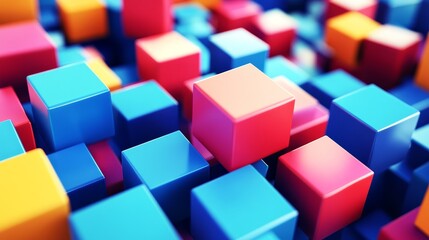 Obraz premium Abstract background of colorful, glossy cubes in a repeating pattern. Perfect for modern, geometric designs.
