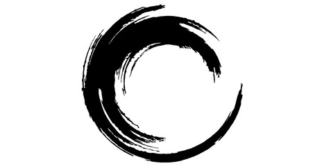 Grunge circle frame. Grunge circle drawn with brush strokes. A circle drawn in ink.