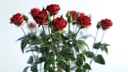 Fototapeta premium Bouquet of red roses on white background