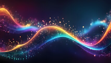 Fototapeta premium A colorful wave of light with a lot of sparkles