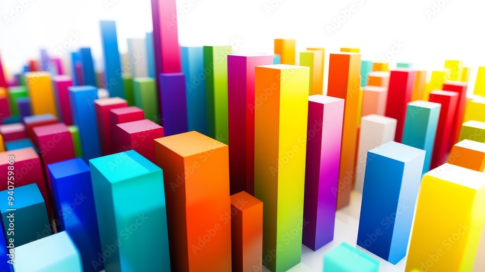 Aufkleber abstract colorful bar graph illustration representing growth and data visualization.