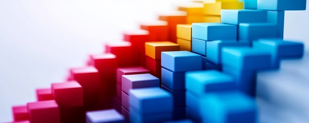 Abstract colorful blocks forming a staircase pattern.