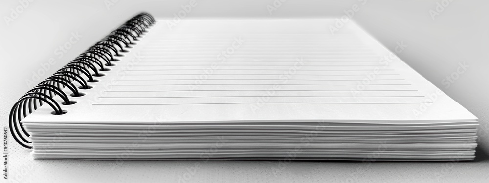 Aufkleber white background with a spiral-bound paper notebook effect.