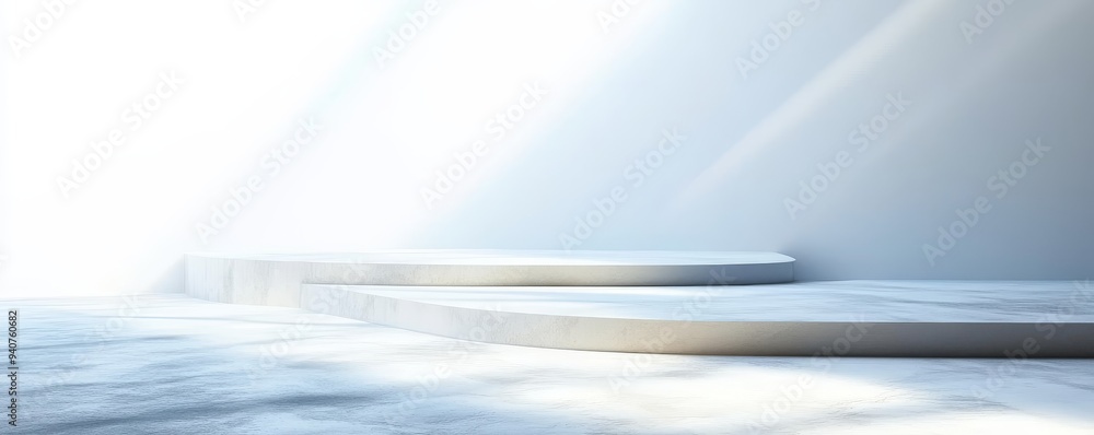 Poster abstract white platform with soft light. minimalist product display.