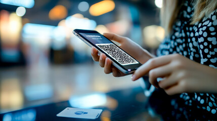 Qr code payment. E wallet. Man scanning tag accepted generate digital pay without money.scanning QR code online shopping cashless technology concept