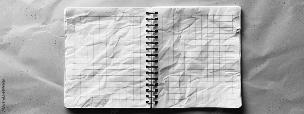 Poster white background with a spiral-bound paper notebook effect.