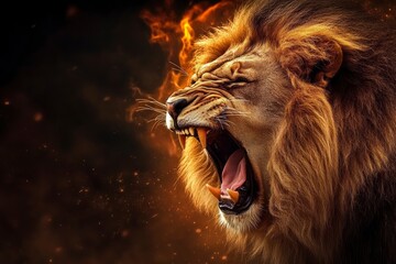 Naklejka premium Lion, Roaring, Wild Animal, Lion Angry, Wallpaper Lion, Angry Lion, King . ai