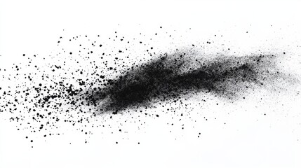 Abstract black particle dots on white background.