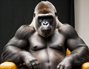 Majestic gorilla Sitting Gracefully in a Studio Setting
