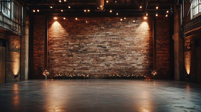 Industrial Wedding Stage with Brick Wall
