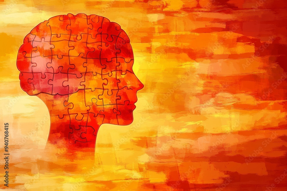 Aufkleber surreal digital portrait of a woman with a glowing brain and neural pathways symbolizing intelligenc