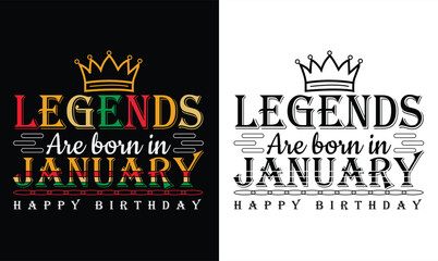 legends are born in january birthday t shirt
