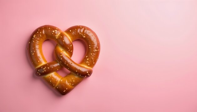 Traditional oktoberfest food german soft pretzel on pink background