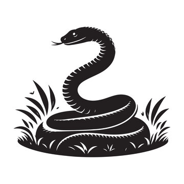 silhouette snake vector on white background