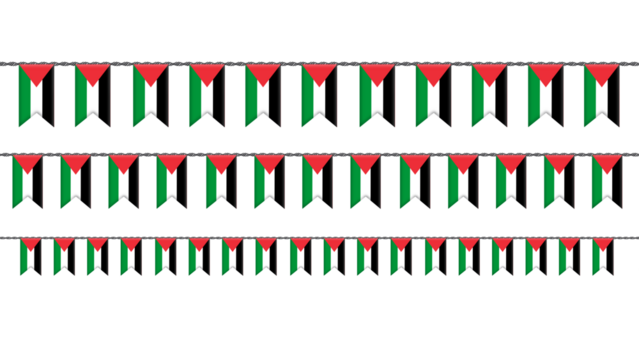 Palestine bunting flag display, perfect for national and cultural celebrations, symbolizing Palestinian pride, heritage, and unity.