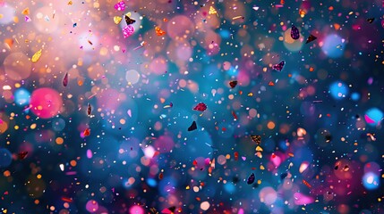 Abstract background of confetti with bokeh effect. Festive background.