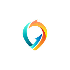 Arrow logo with location design combination, 3d colorful design