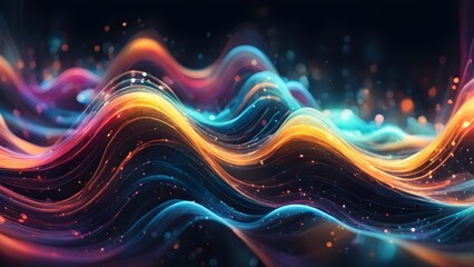 A colorful wave with a lot of sparkles and dots