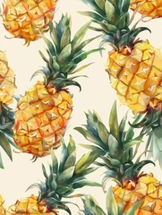 Fotobehang Pineaple. Fresh Vegetarian Fruit on Organic Exotic Background © Vlad