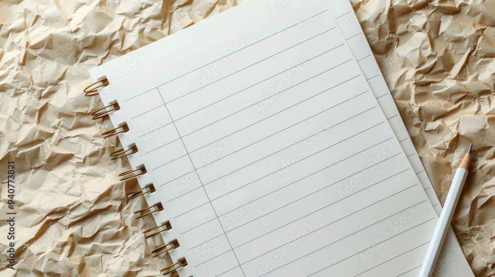 Aufkleber white background with a spiral-bound paper notebook effect.