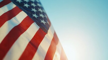 Sunlit American Flag: Symbol of Remembrance and Honor
