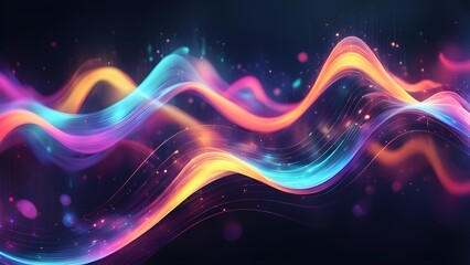 A colorful wave of light with a dark background