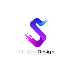 S logo, letter S logo with swoosh design template, business logos