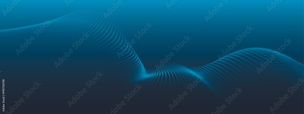 Poster abstract digital particle wave. technology background. futuristic dot wave. network connection struc