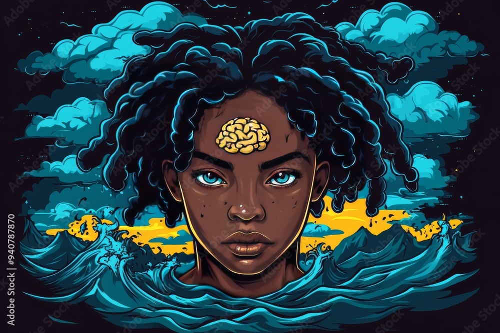 Poster digital illustration of a woman with flowing hair and puzzle pieces representing the convergence of 