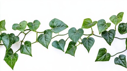 Ivy plant bush (Cissus spp.) with green leaves isolated on white background with clipping path.