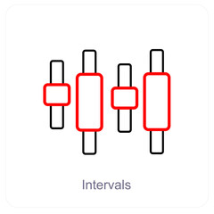 Intervals and diagram icon concept