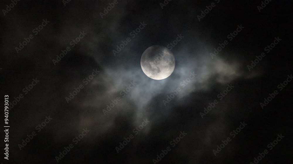 Wall mural moon and clouds at night