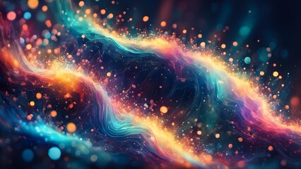 Fototapeta premium The image is a colorful, abstract painting of a wave with bright colors