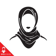 Woman wearing hijab vector glyph icon