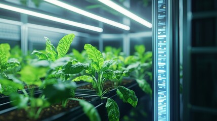 plants growing inside controlled greenhouse