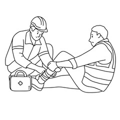 Man giving first aid to victim