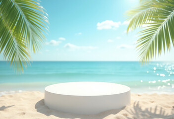Podium on beach for product mockup