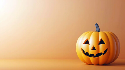 Halloween pumpkin smiling on an orange background