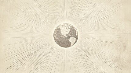 Obraz premium Biblical Illustration of Earth Seen from Space, Light Radiating from Continents, Symbolizing Universal Praise Rising to God from All Nations, Psalm 117