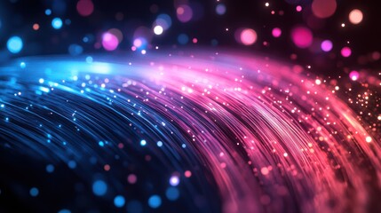 Obraz premium Fiber optic telecommunication network, emphasizing light transmission through optical fibers