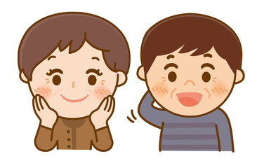 高齢者の夫婦のキャラクターイラスト