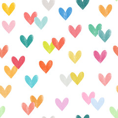 Watercolor valentine heart seamless pattern vector. Collection of cute hearts. Symbol of love, Valentines's day. Beautiful heart shape. For fabric, paper, wrapping, card, print, skirt, scarf, decor.
