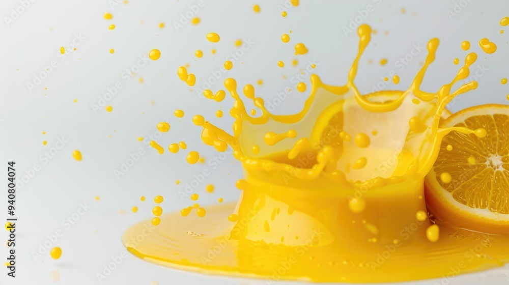 Aufkleber freshly squeezed orange juice with a splash of liquid creating an energizing and natural refreshment