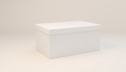 Mock up blank rectangular white box with lid, isolated on a soft background
