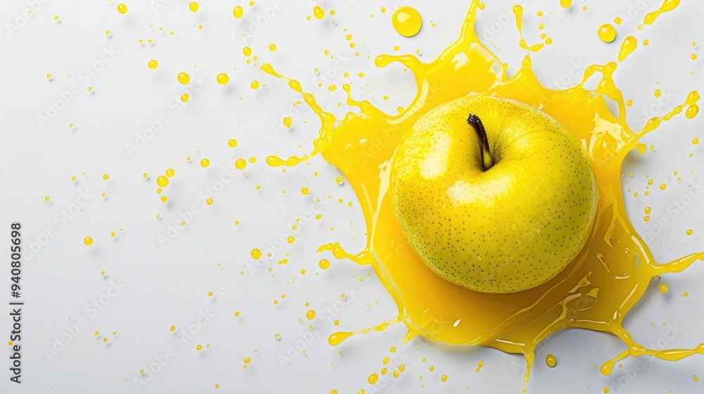 Poster captivating abstract background featuring refreshing splashes of pear juice elegantly cascading acro