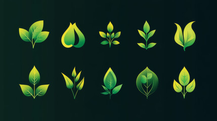 Collection of 'Go Green' symbols for ecological design, including logos and related graphics.