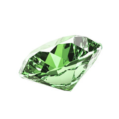 Sparkling mint green diamond with bright clarity and smooth edges isolated on transparent background 